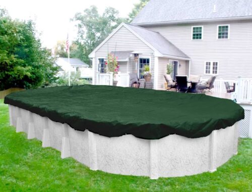 Swimline PCO121935 Supreme Guard Above Ground Solid Winter Cover Kit, 16 Ft. x 32 Ft., Green, Oval, with 3 Ft. Overlap